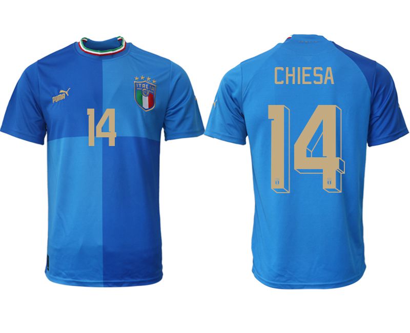 Men 2022 World Cup National Team Italy home aaa version blue #14 Soccer Jerseys->italy jersey->Soccer Country Jersey